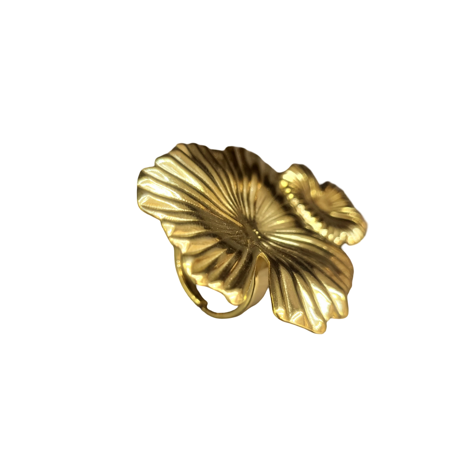 Bague Ginkgo Dorée Ajustable – Bijou Nature Design Chic Femme - Moyyudé