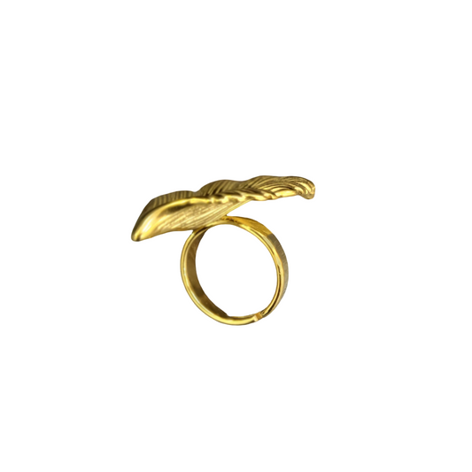 Bague Feuille Dorée Ajustable – Bijou Nature Tendance Femme - Moyyudé