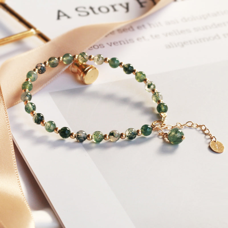 Natural Green Crystal Agate Lucky Transfer Beads Bracelet - Moyyudé