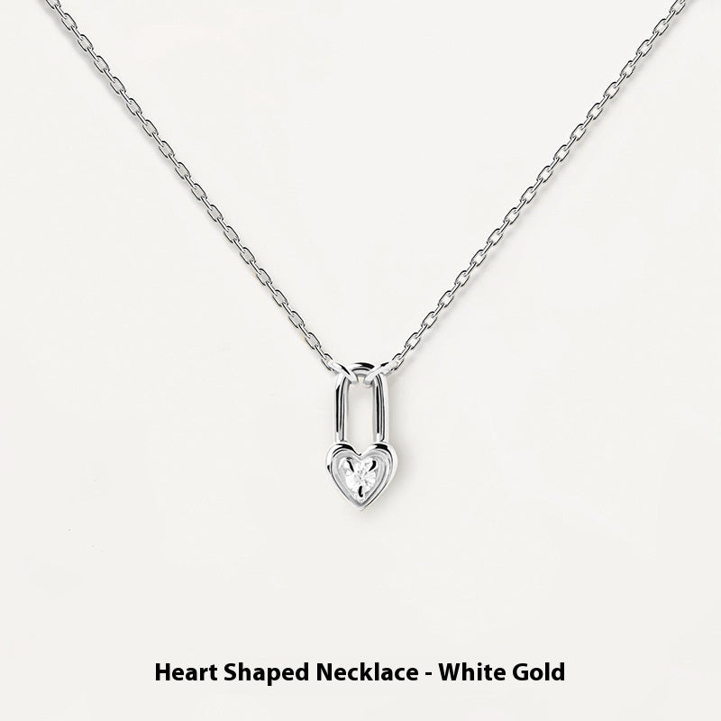 Collier clé en argent sterling 925 avec cadenas cœur – Design amour couple - Moyyudé