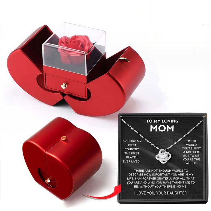 Coffret Bijoux Pomme Rouge & Rose Éternelle – Cadeau d’Amour Éternel - Moyyudé