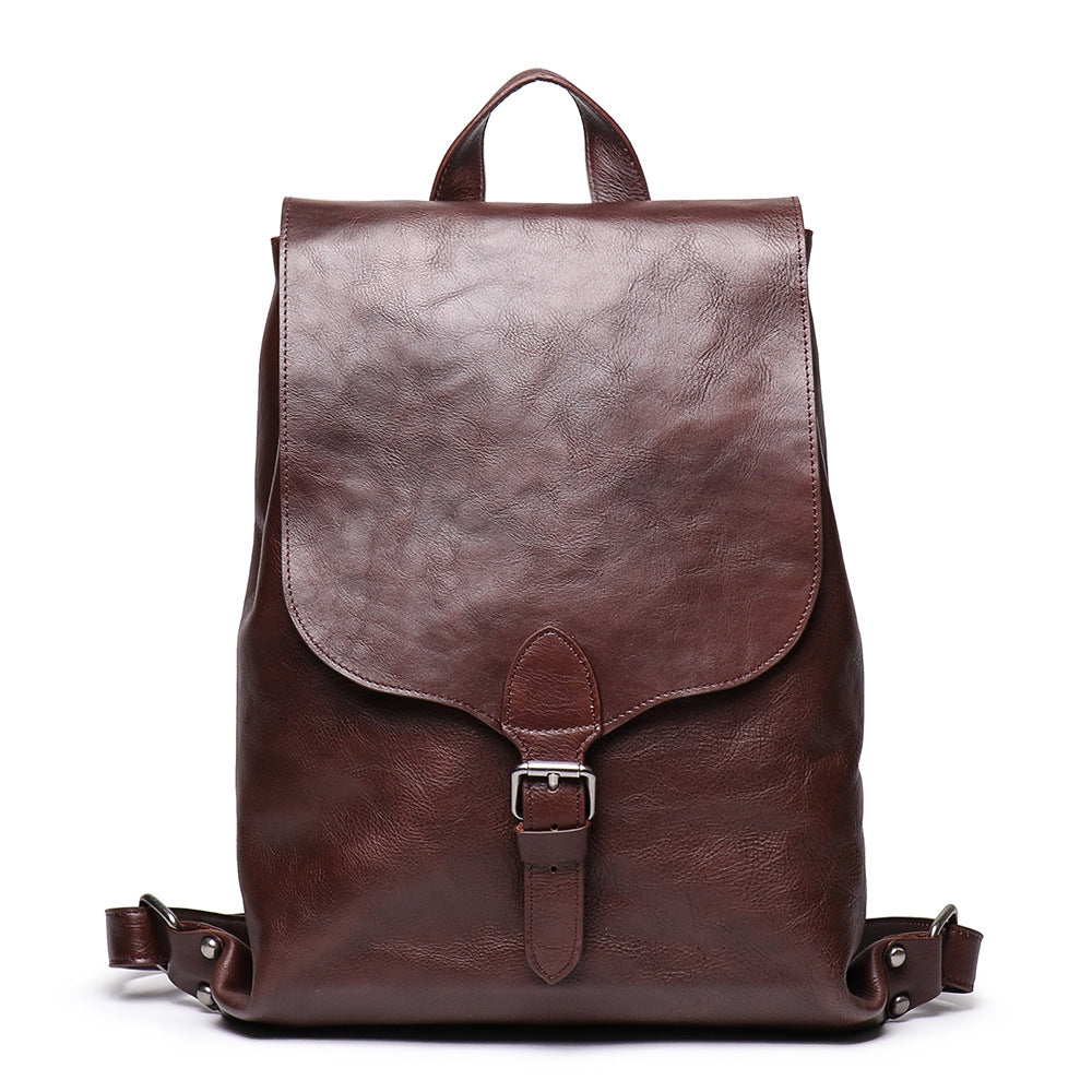 Men's Top Vegetable Tanned Cowhide Backpack - Moyyudé