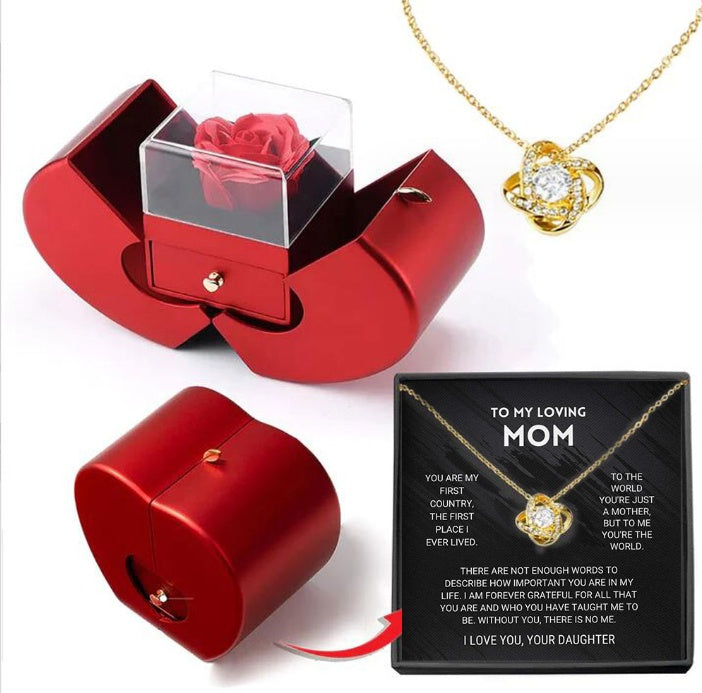 Coffret Bijoux Pomme Rouge & Rose Éternelle – Cadeau d’Amour Éternel - Moyyudé