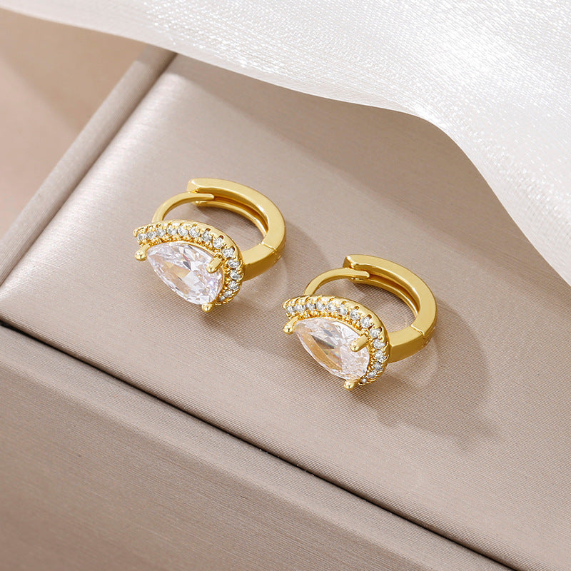 Boucles d’Oreilles Style Français avec Zircon – Élégance Discrète et Raffinée - Moyyudé