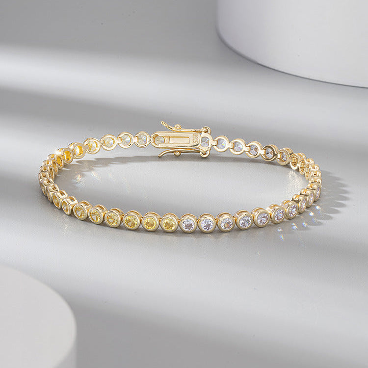 Bracelet en Argent 925 doré avec pierres brillantes, accessoire minimaliste féminin par Moyyudé