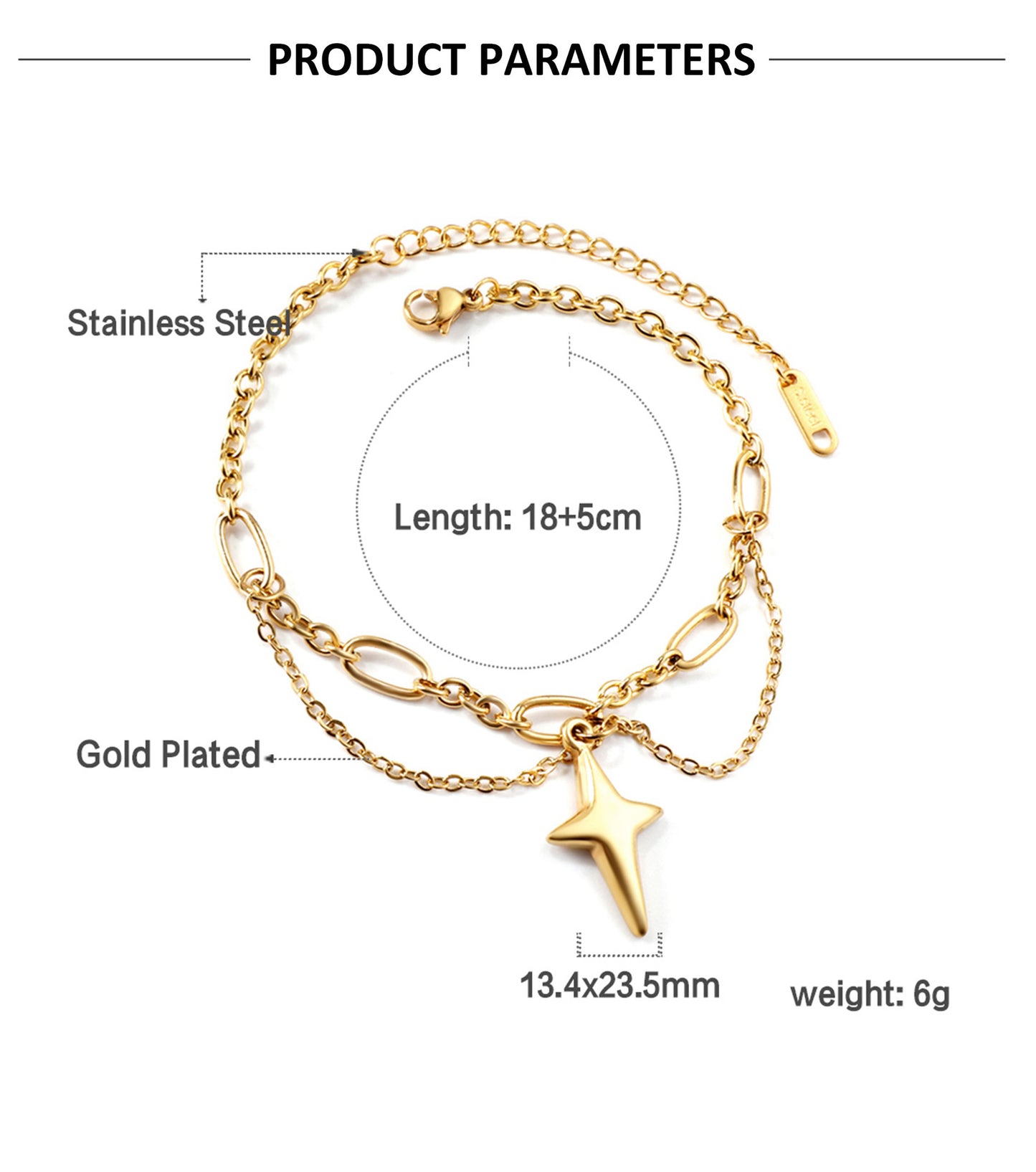 Gold Lucky Star Love Stainless Steel Bracelet - Moyyudé