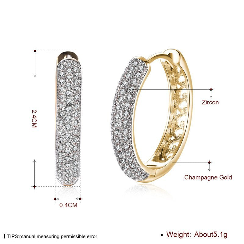 Boucles d’oreilles Moyyudé en or champagne avec zircon, Bijoux Elégants en or 18K de 2,4 cm