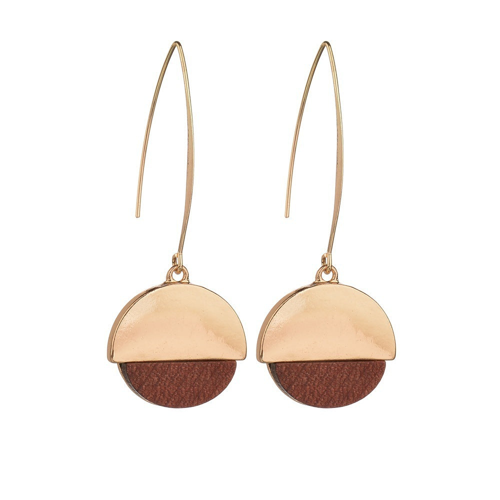 Boucles d'oreilles en bois chic Moyyudé avec pendants dorés et design circulaire élégant