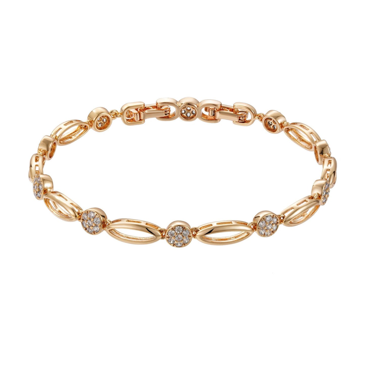 Bracelet design sculpté en or avec détails ronds incrustés de pierres brillantes Moyyudé