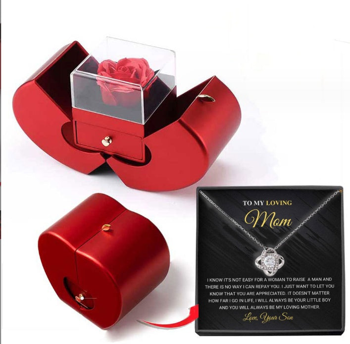 Coffret Bijoux Pomme Rouge & Rose Éternelle – Cadeau d’Amour Éternel - Moyyudé