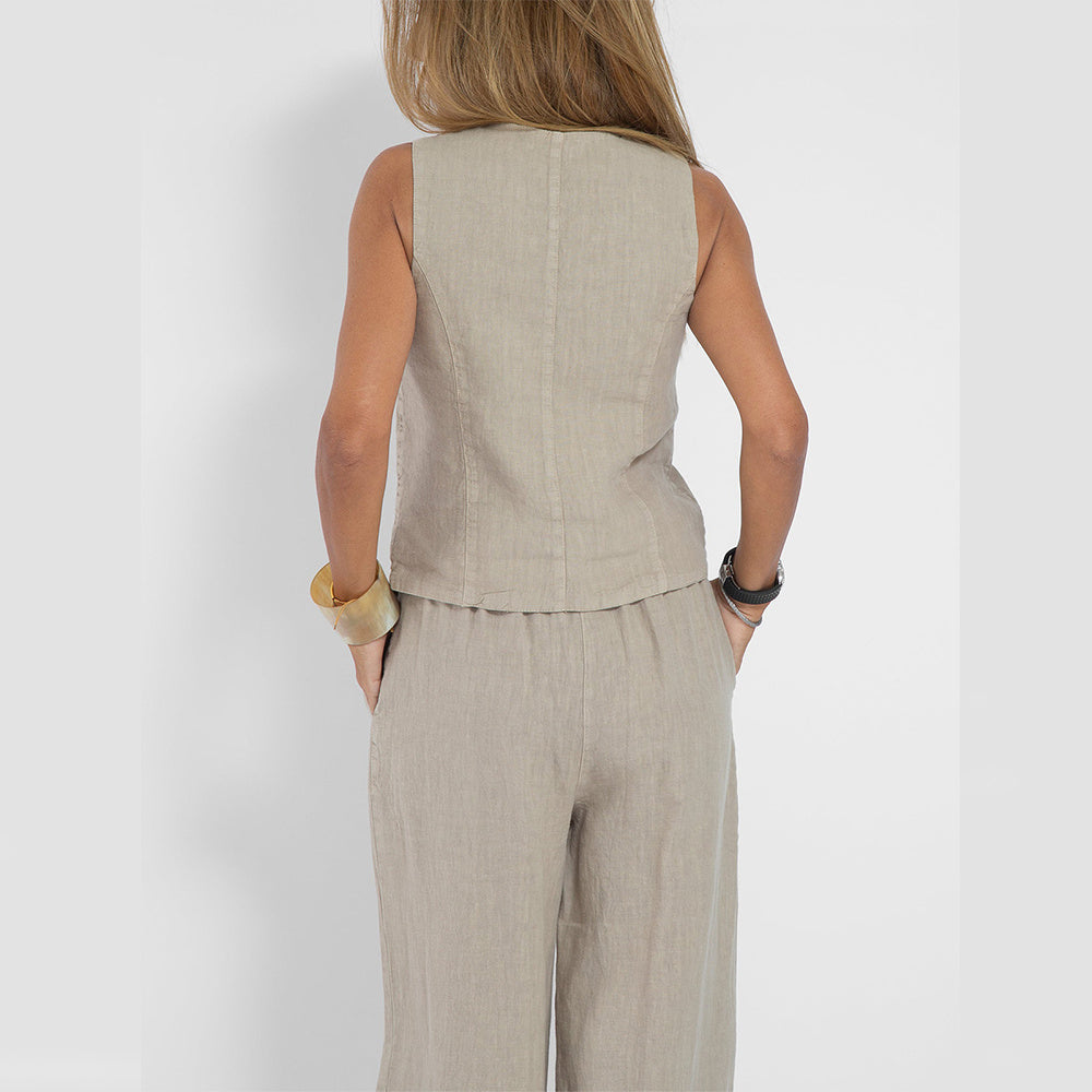 Ensemble d’été femme beige Moyyudé conçu pour vêtements bien-être lifestyle confortable et élégant