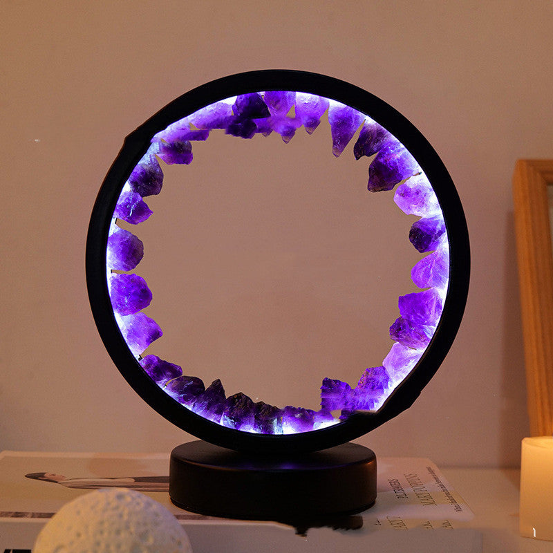Natural Amethyst Flower Cluster Round Headboard - Moyyudé