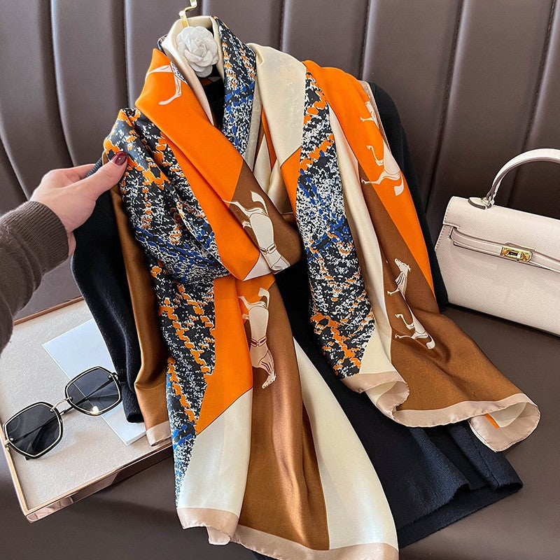 Winter Warm Vintage Print Chain Scarf Female - Moyyudé