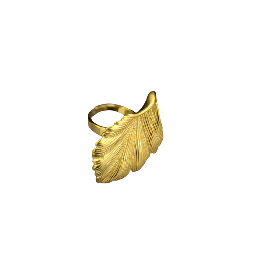 Bague Feuille Dorée Ajustable – Bijou Nature Tendance Femme - Moyyudé