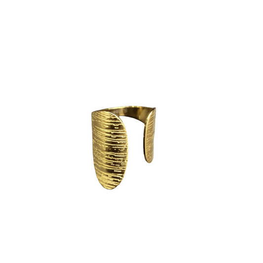 Bague manchette dorée texturée – Design organique et élégant - Moyyudé