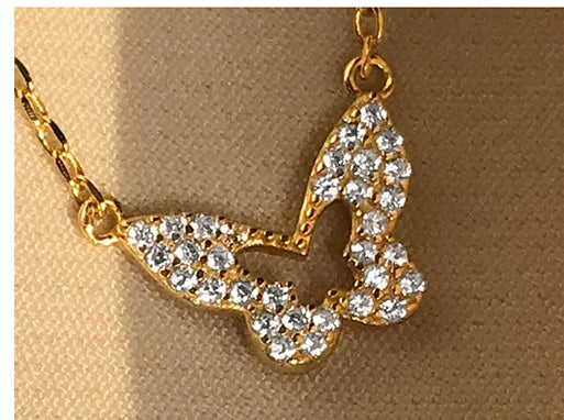 Collier Double Papillon Étincelant en  plaqué Argent - Moyyudé
