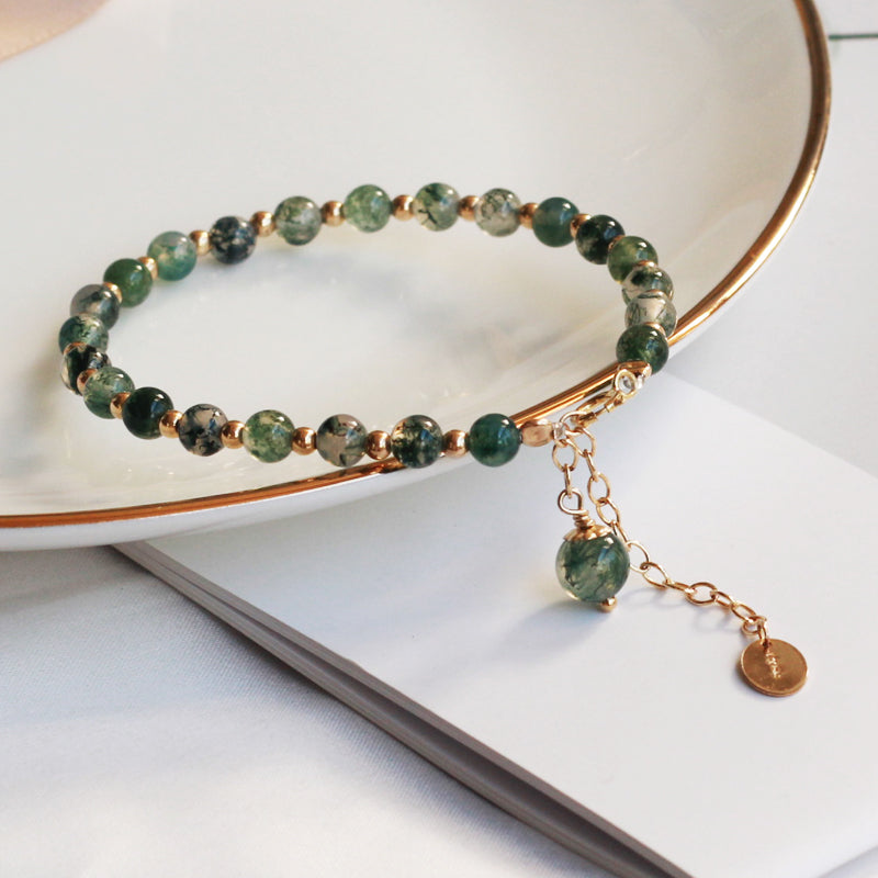 Natural Green Crystal Agate Lucky  Transfer Beads Bracelet - Moyyudé