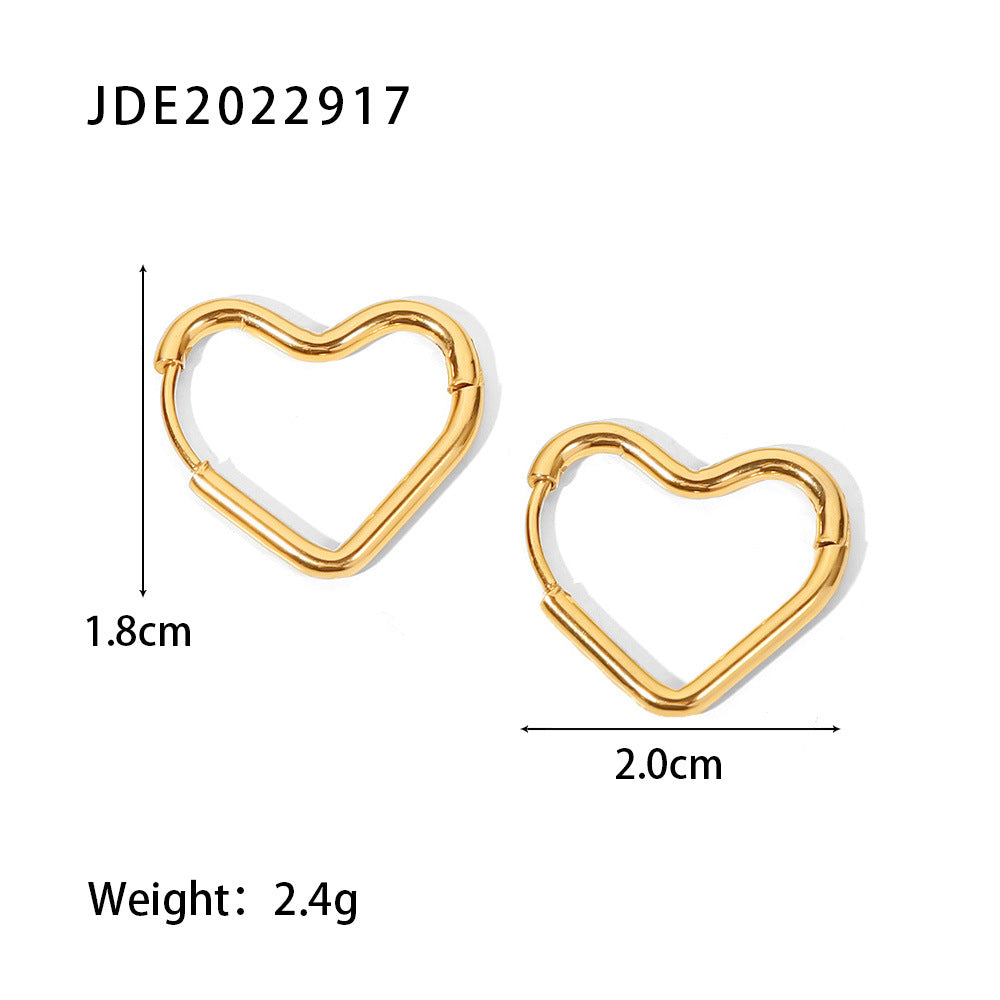 Stainless Steel Plated 18K Gold Heart Earrings - Moyyudé