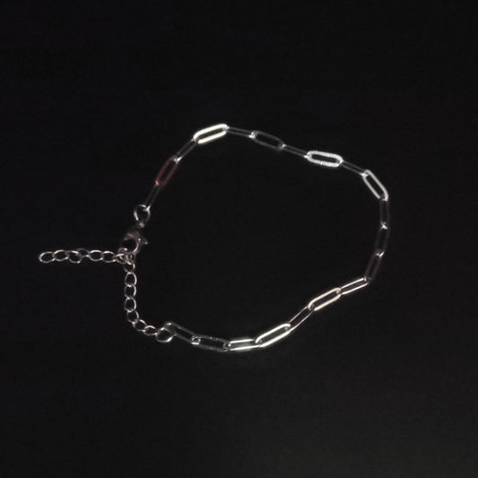 Bracelet femme maille paperclip argent – acier inox 316L, ajustable