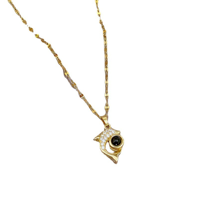 Collier Dauphin Pierre de Projection – Light Luxury, Femme - Moyyudé