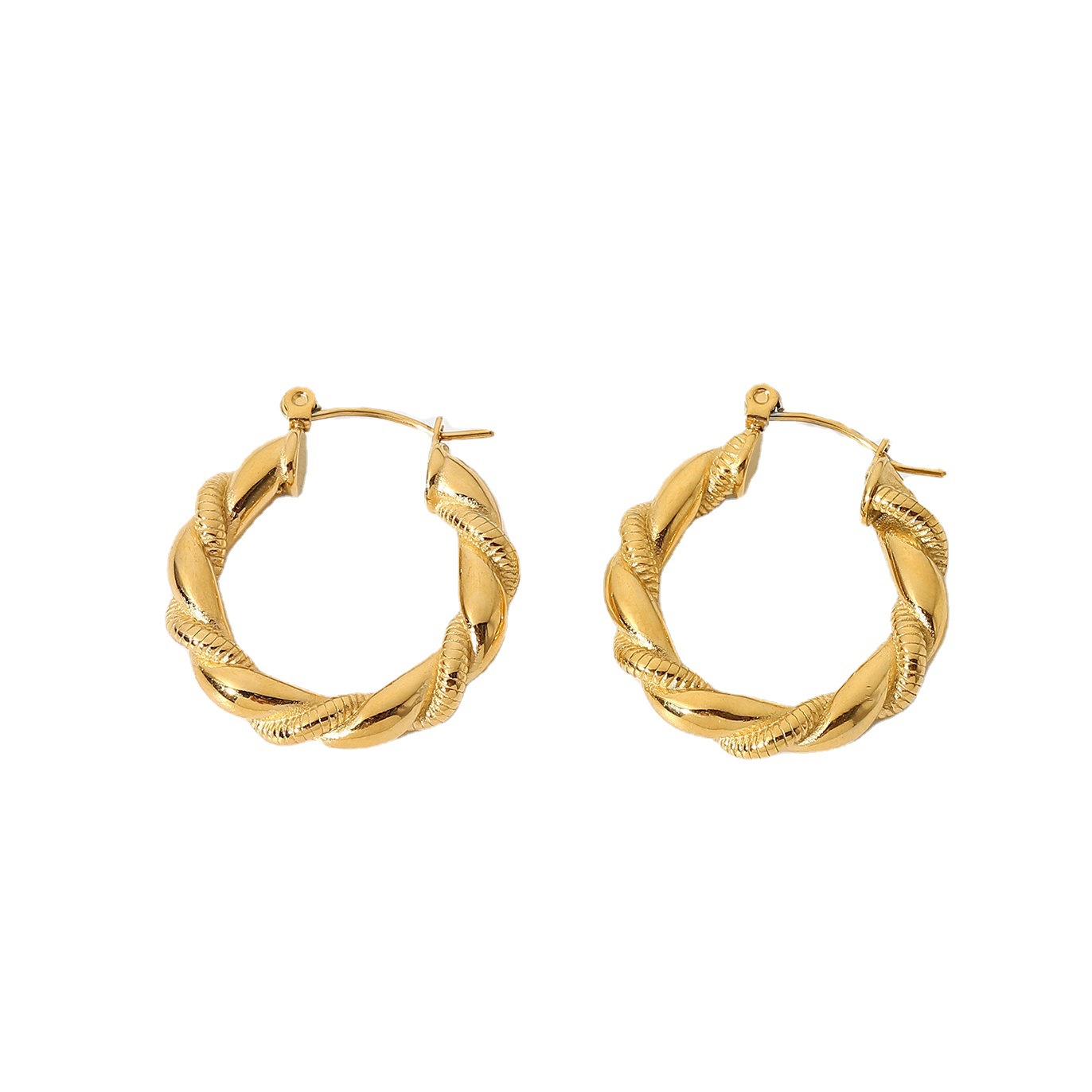 Earrings 18K Gold Plated Stainless Steel Bread Pattern - Moyyudé
