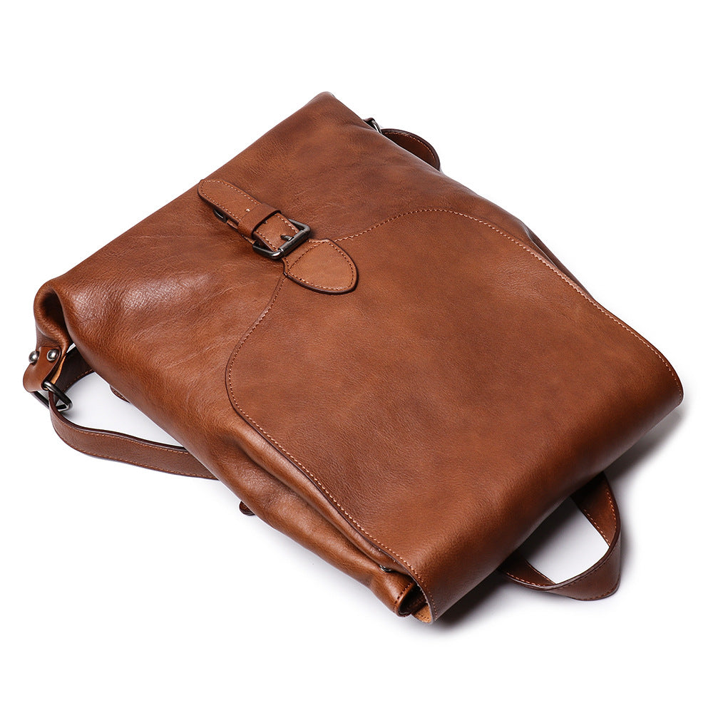 Men's Top Vegetable Tanned Cowhide Backpack - Moyyudé