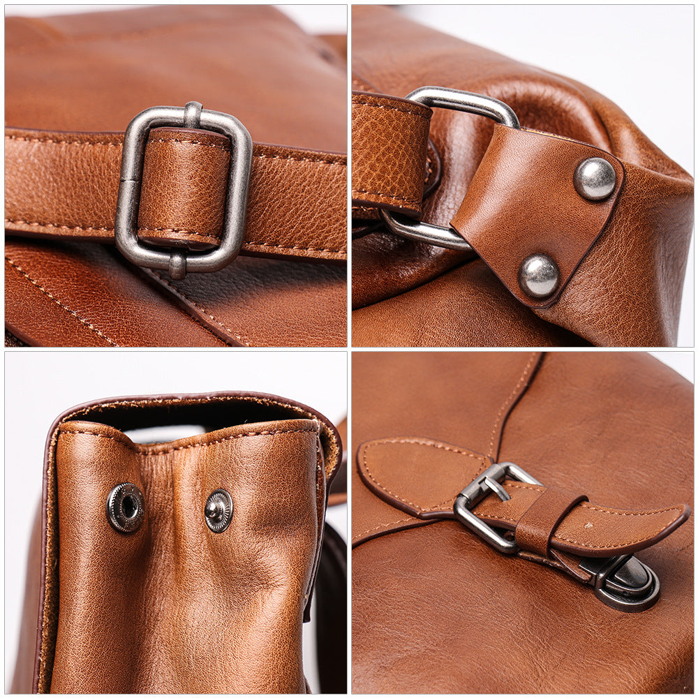 Men's Top Vegetable Tanned Cowhide Backpack - Moyyudé