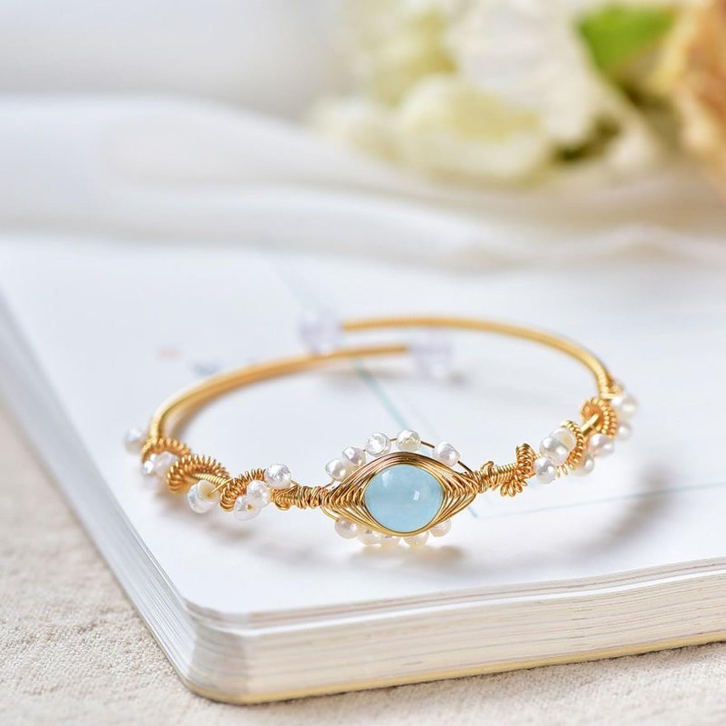 Pearl Bracelets For Women Gold Plating Pearl Bracelet Gold Wire Braided Vintage Style Bracelets Cuff Bracelets Fashion Bracelet - Moyyudé