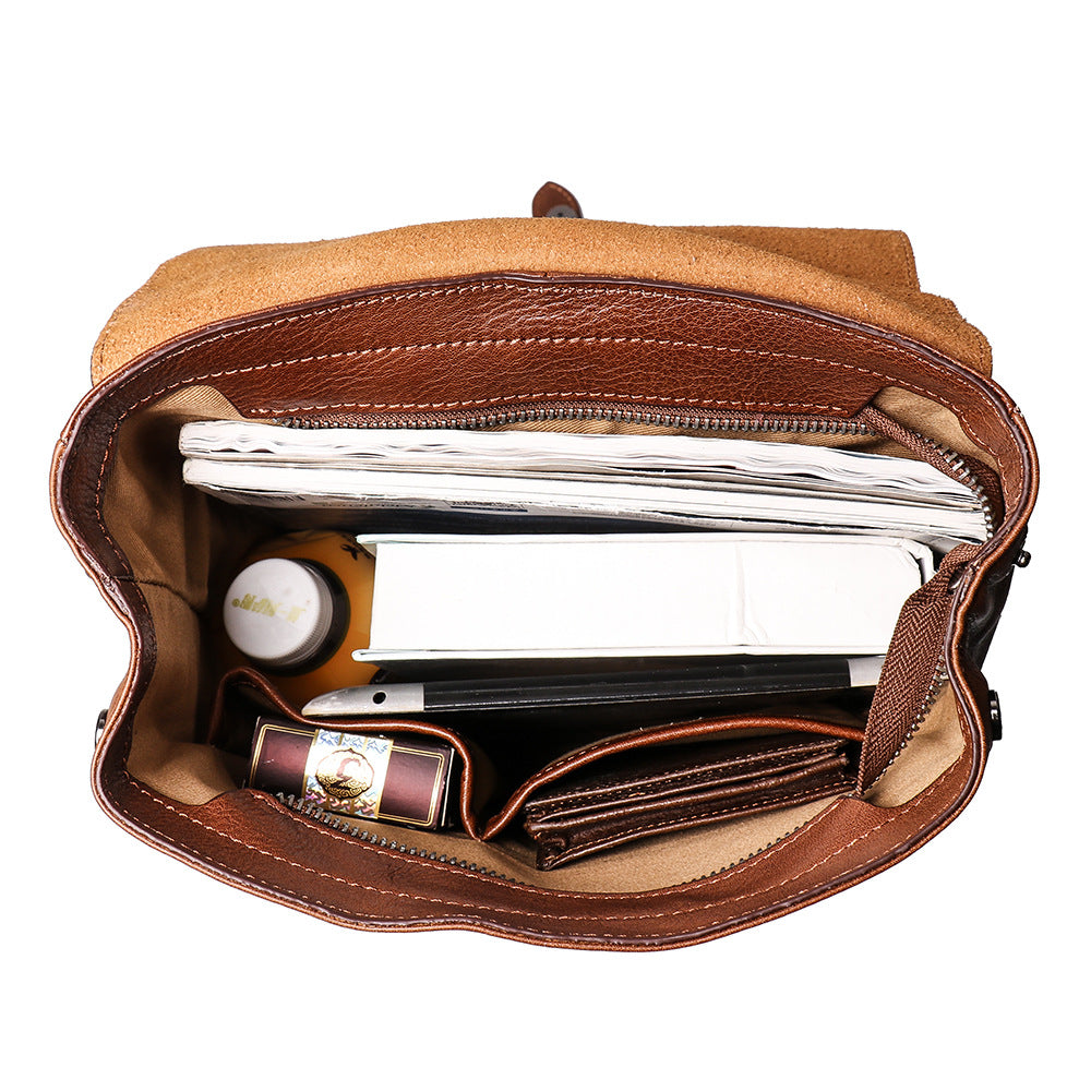 Men's Top Vegetable Tanned Cowhide Backpack - Moyyudé