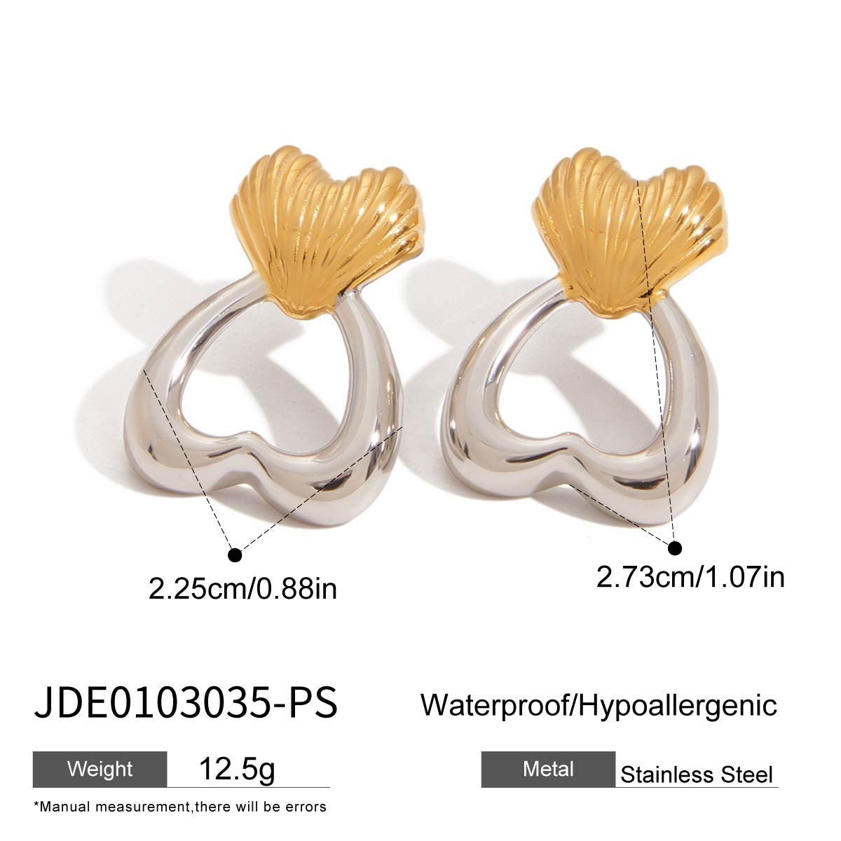 Design Color Matching Love Heart Stud Earrings Stainless Steel - Moyyudé