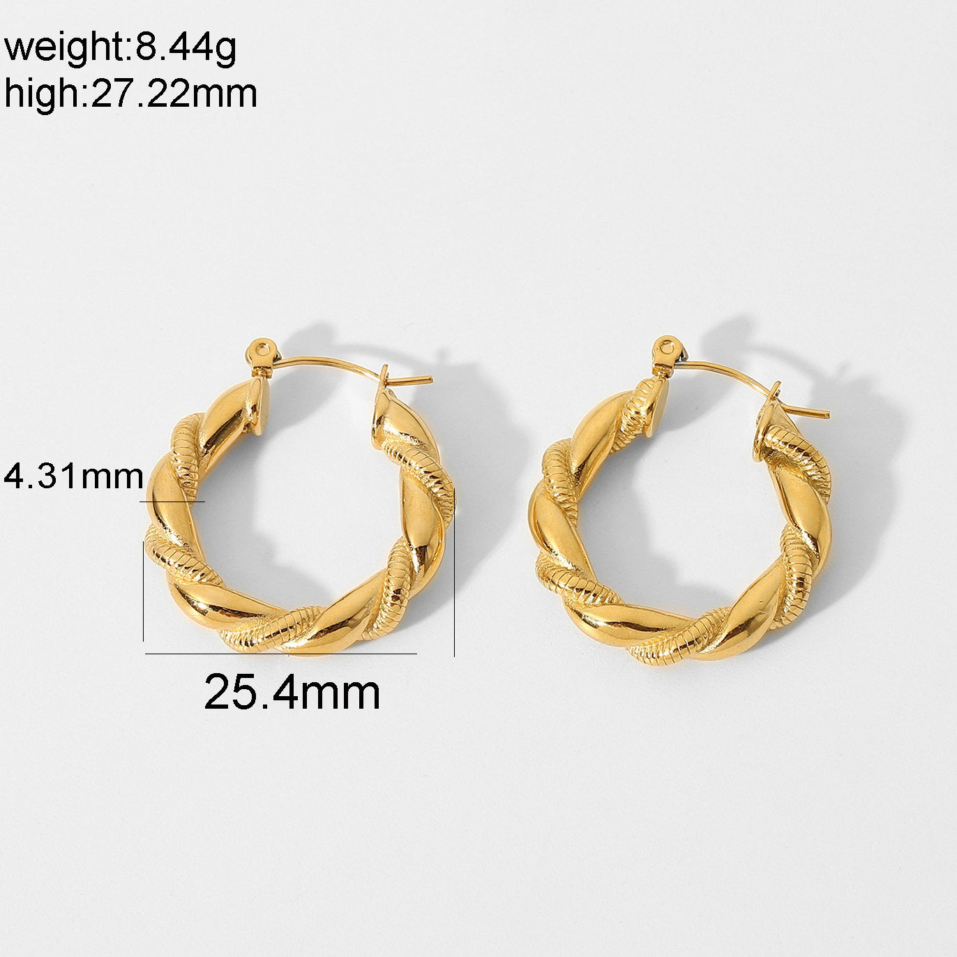 Earrings 18K Gold Plated Stainless Steel Bread Pattern - Moyyudé