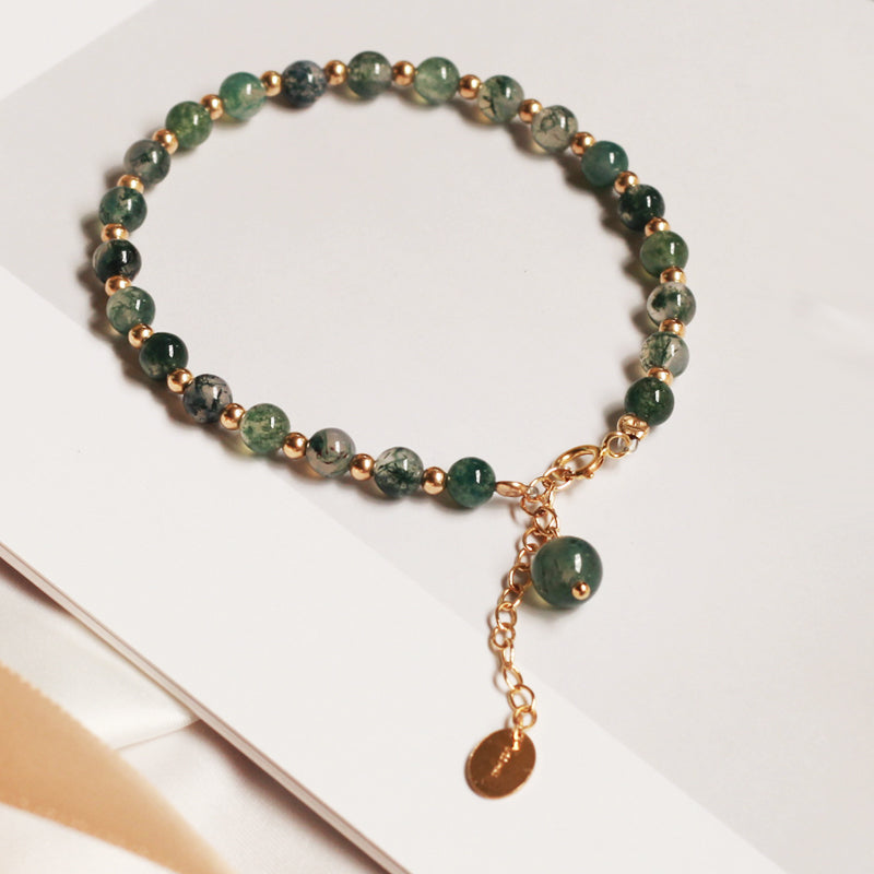Natural Green Crystal Agate Lucky  Transfer Beads Bracelet - Moyyudé