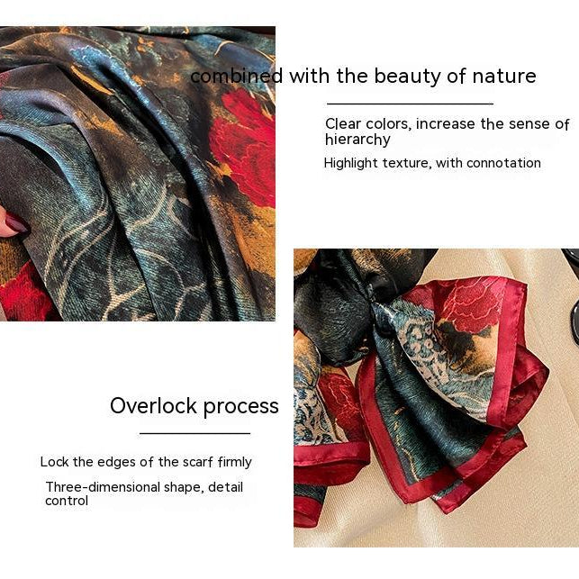 Flower Lightweight Sunscreen Imitated Silk Scarves - Moyyudé