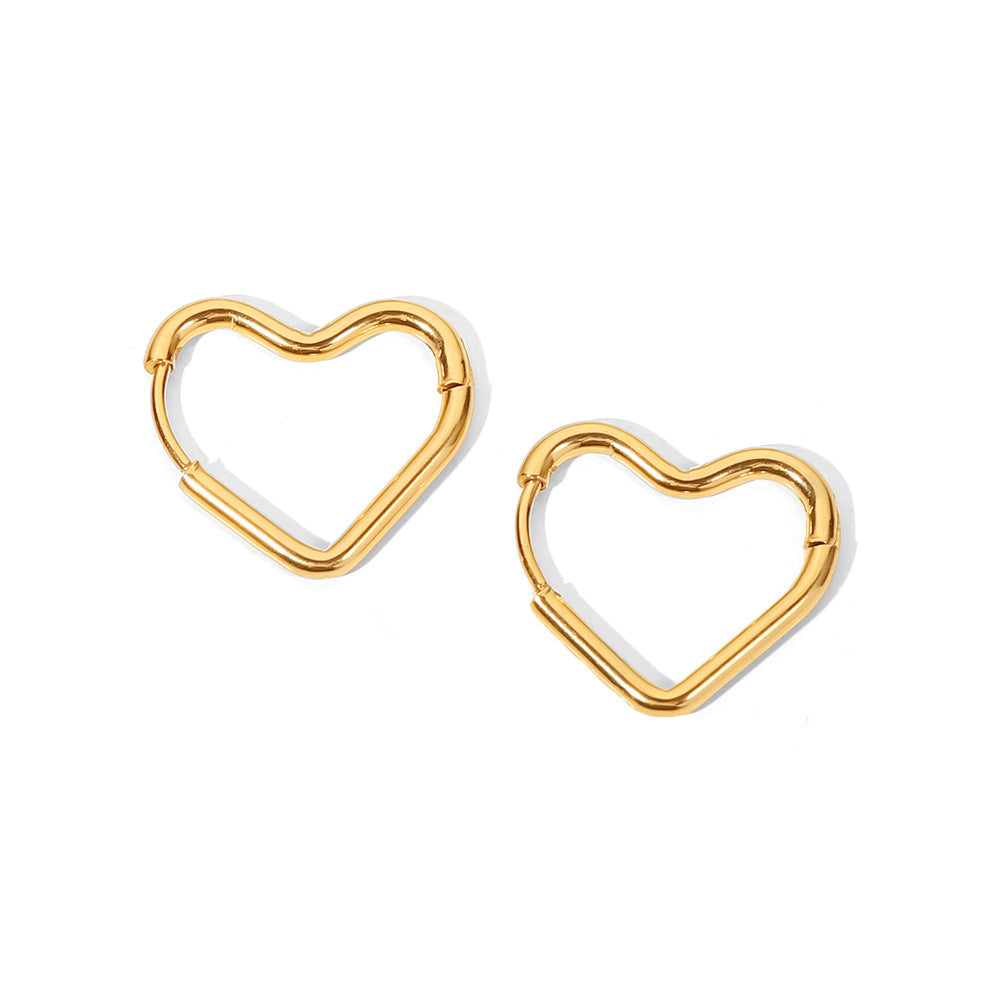 Stainless Steel Plated 18K Gold Heart Earrings - Moyyudé