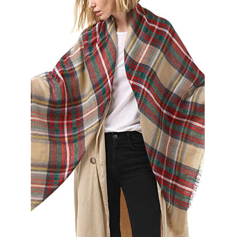 59 X 59in Women Scarf Plaid Tassel Soft Warm Blanket Scarves Womens Shawl Wraps - Moyyudé