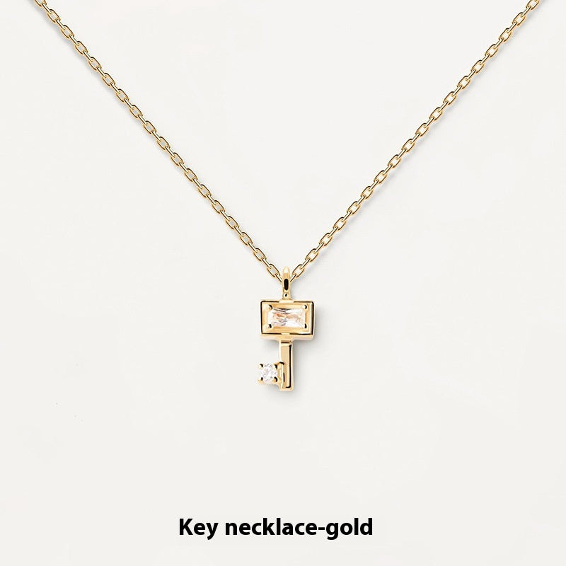 Collier clé en argent sterling 925 avec cadenas cœur – Design amour couple - Moyyudé