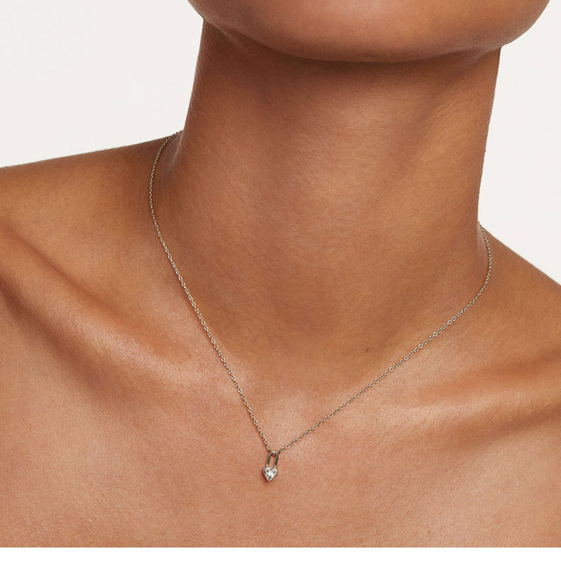 Collier clé en argent sterling 925 avec cadenas cœur – Design amour couple - Moyyudé