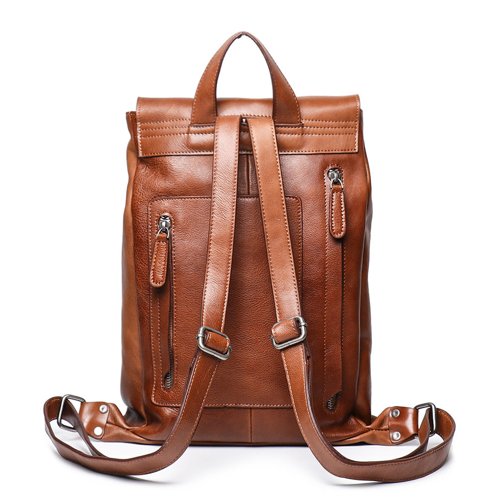 Men's Top Vegetable Tanned Cowhide Backpack - Moyyudé