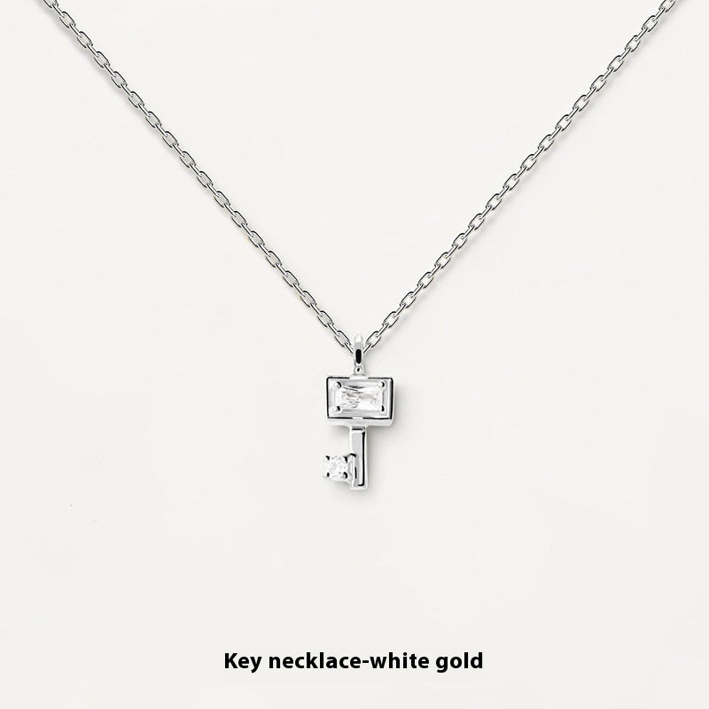 Collier clé en argent sterling 925 avec cadenas cœur – Design amour couple - Moyyudé