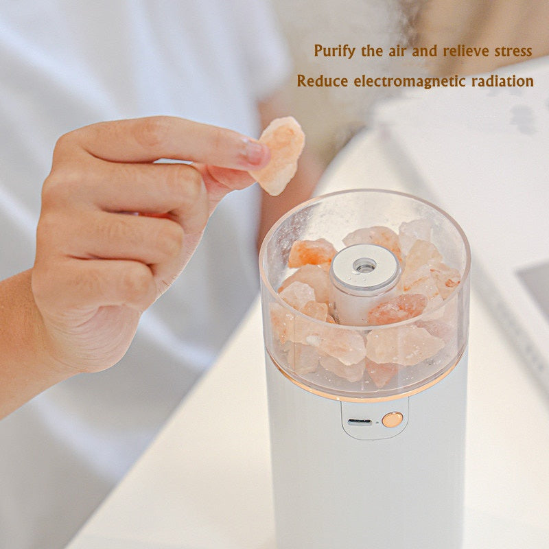 Air Humidifier Crystal Salt Stone Desktop Aromatherapy Essential Oil Ultrasonic Diffuser With LED Lamp Bedroom Home Humidifier - Moyyudé