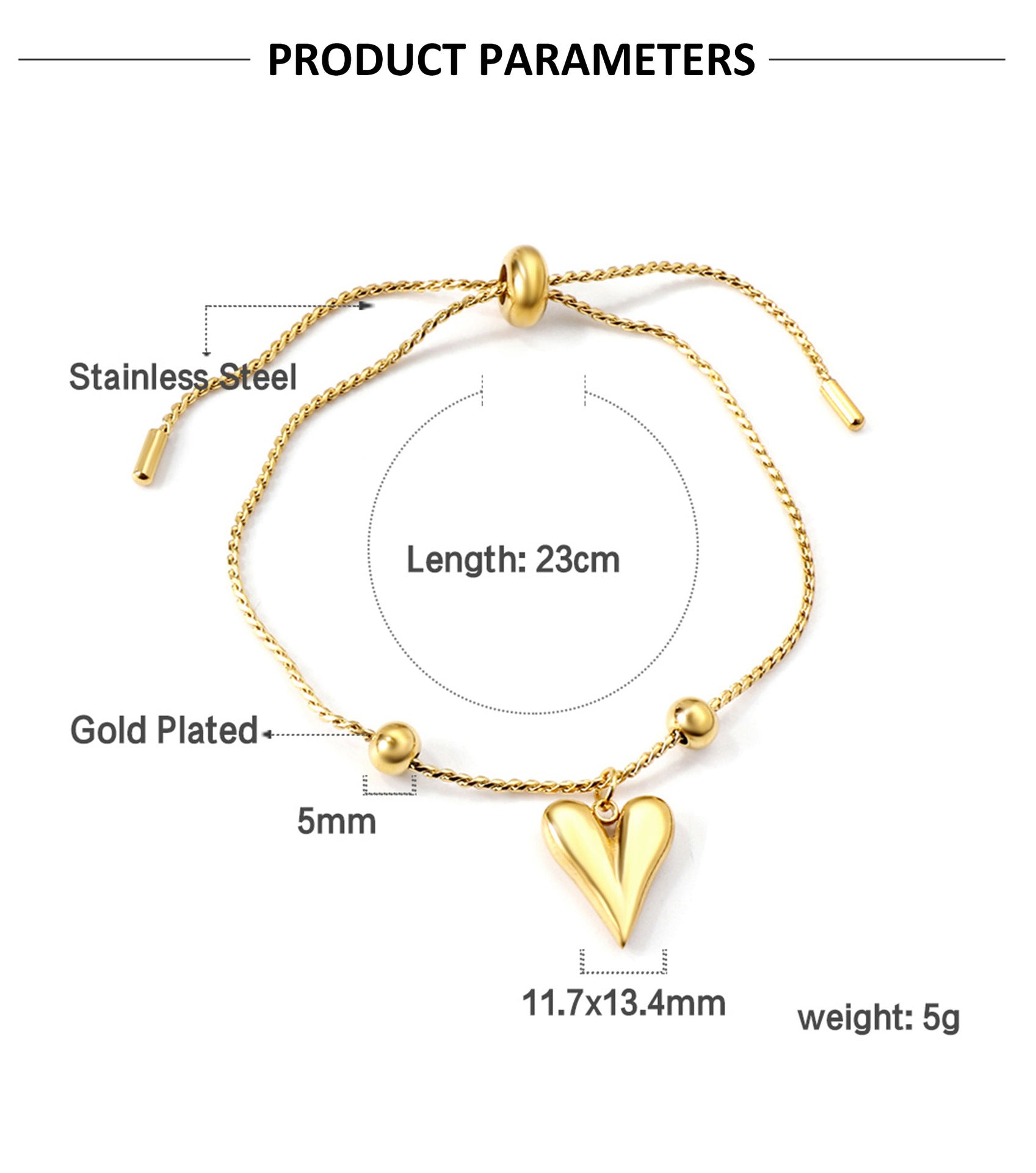 Gold Lucky Star Love Stainless Steel Bracelet - Moyyudé