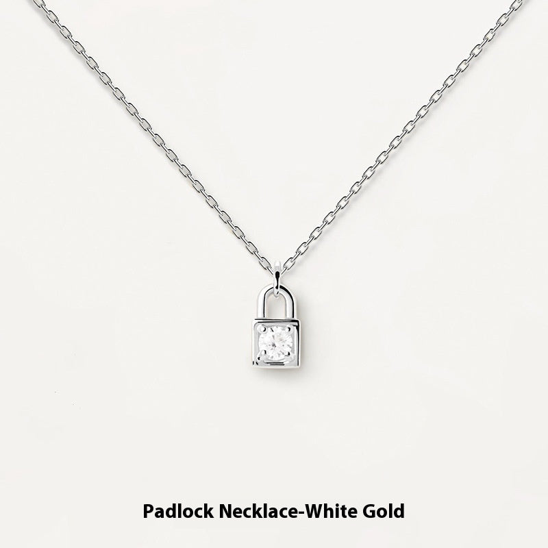 Collier clé en argent sterling 925 avec cadenas cœur – Design amour couple - Moyyudé