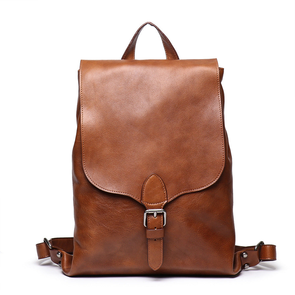 Men's Top Vegetable Tanned Cowhide Backpack - Moyyudé