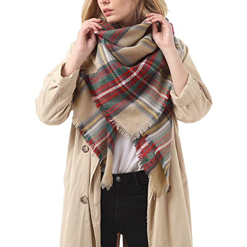 59 X 59in Women Scarf Plaid Tassel Soft Warm Blanket Scarves Womens Shawl Wraps - Moyyudé