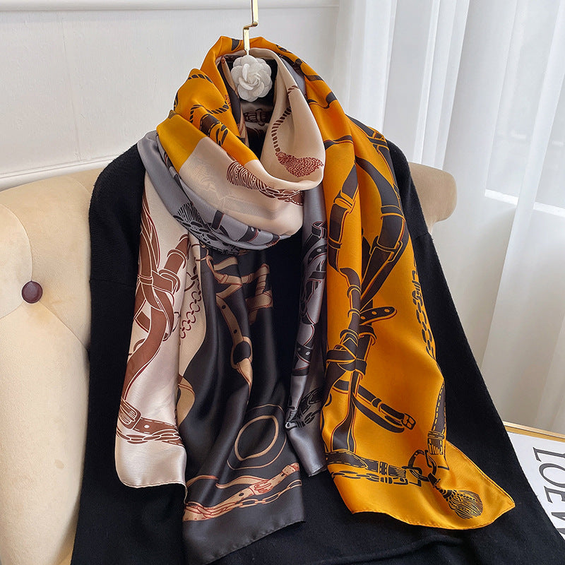Winter Warm Vintage Print Chain Scarf Female - Moyyudé
