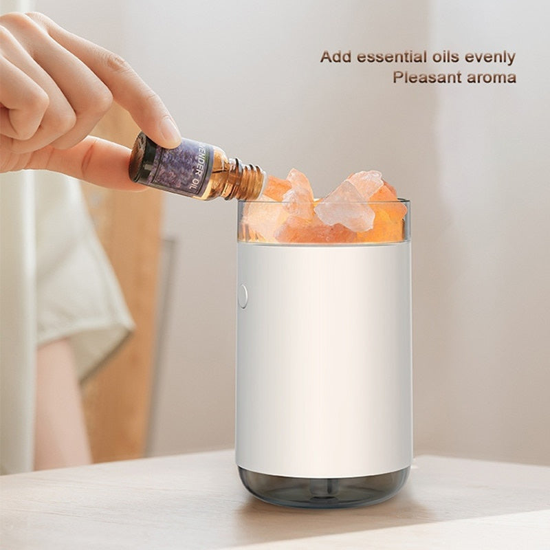 Air Humidifier Crystal Salt Stone Desktop Aromatherapy Essential Oil Ultrasonic Diffuser With LED Lamp Bedroom Home Humidifier - Moyyudé