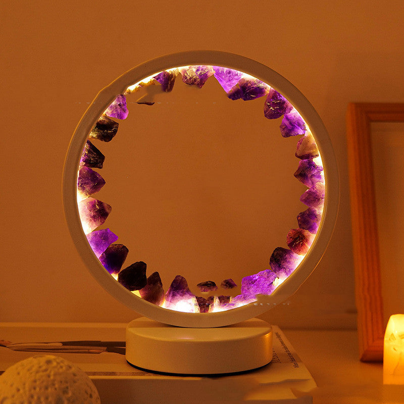 Natural Amethyst Flower Cluster Round Headboard - Moyyudé