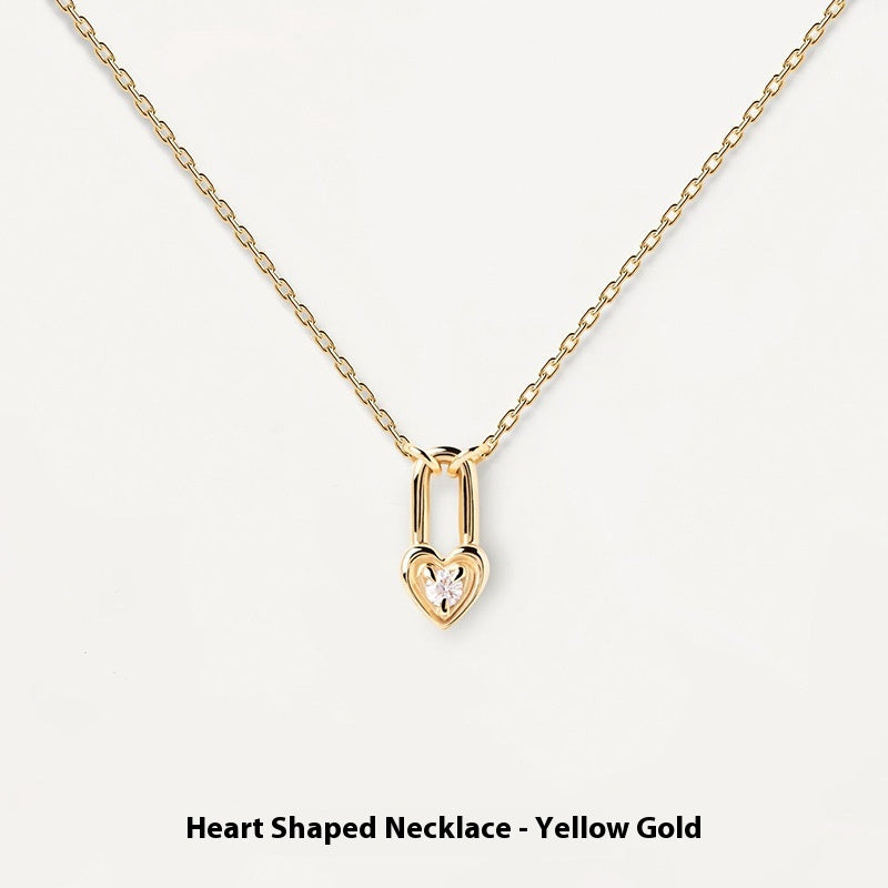 Collier clé en argent sterling 925 avec cadenas cœur – Design amour couple - Moyyudé