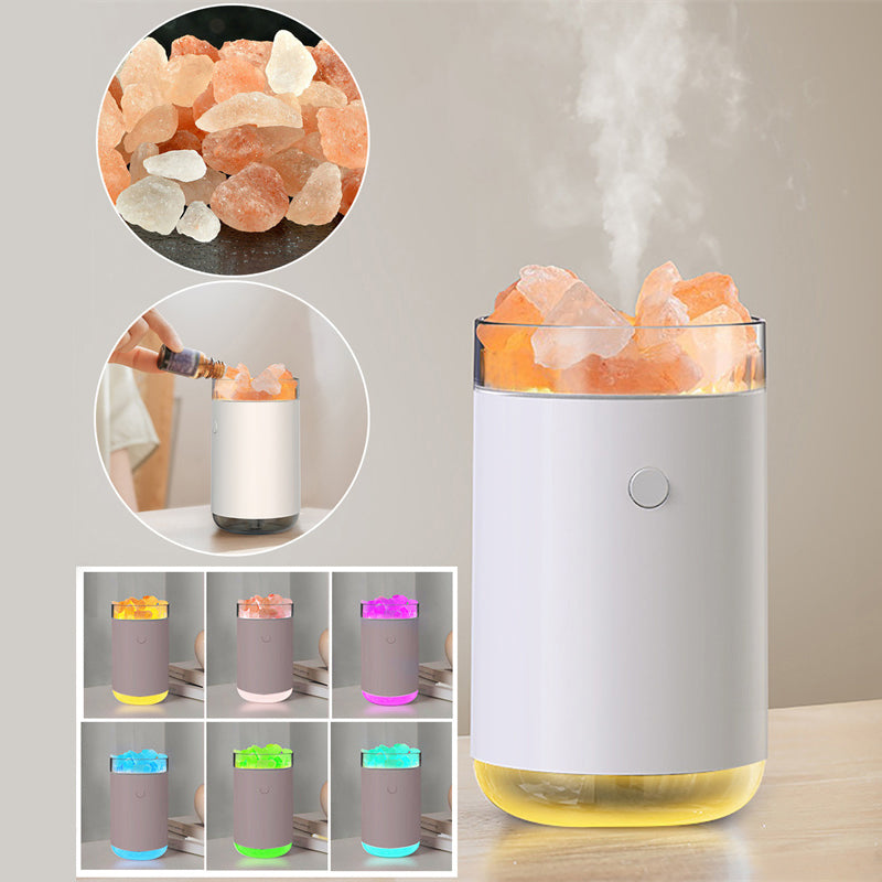 Air Humidifier Crystal Salt Stone Desktop Aromatherapy Essential Oil Ultrasonic Diffuser With LED Lamp Bedroom Home Humidifier - Moyyudé