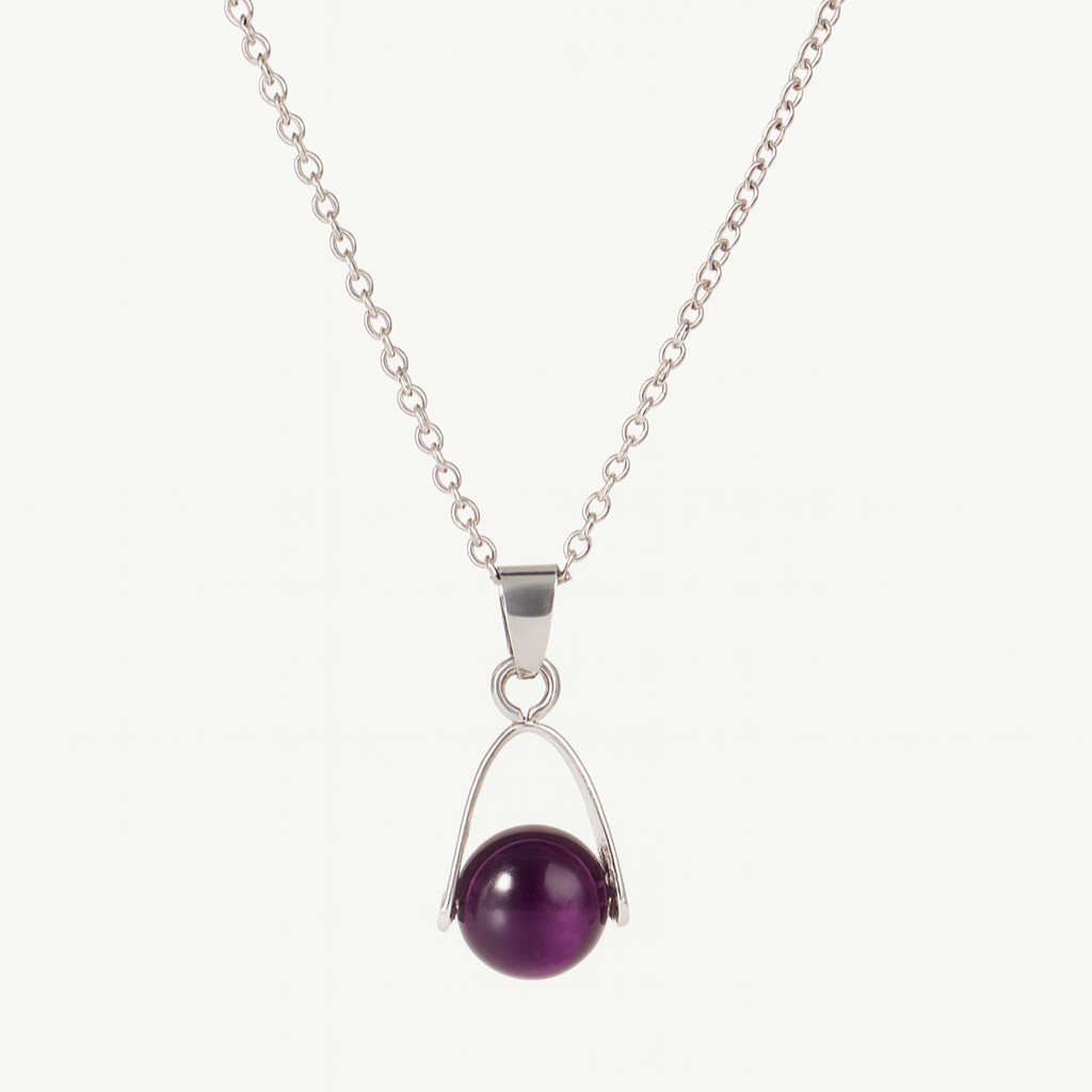 Collier Pendentif Améthyste Acier Inoxydable Moyyudé - Moyyudé